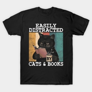 EASILY DISTRACTED BY CATS & BOOKS T-Shirt